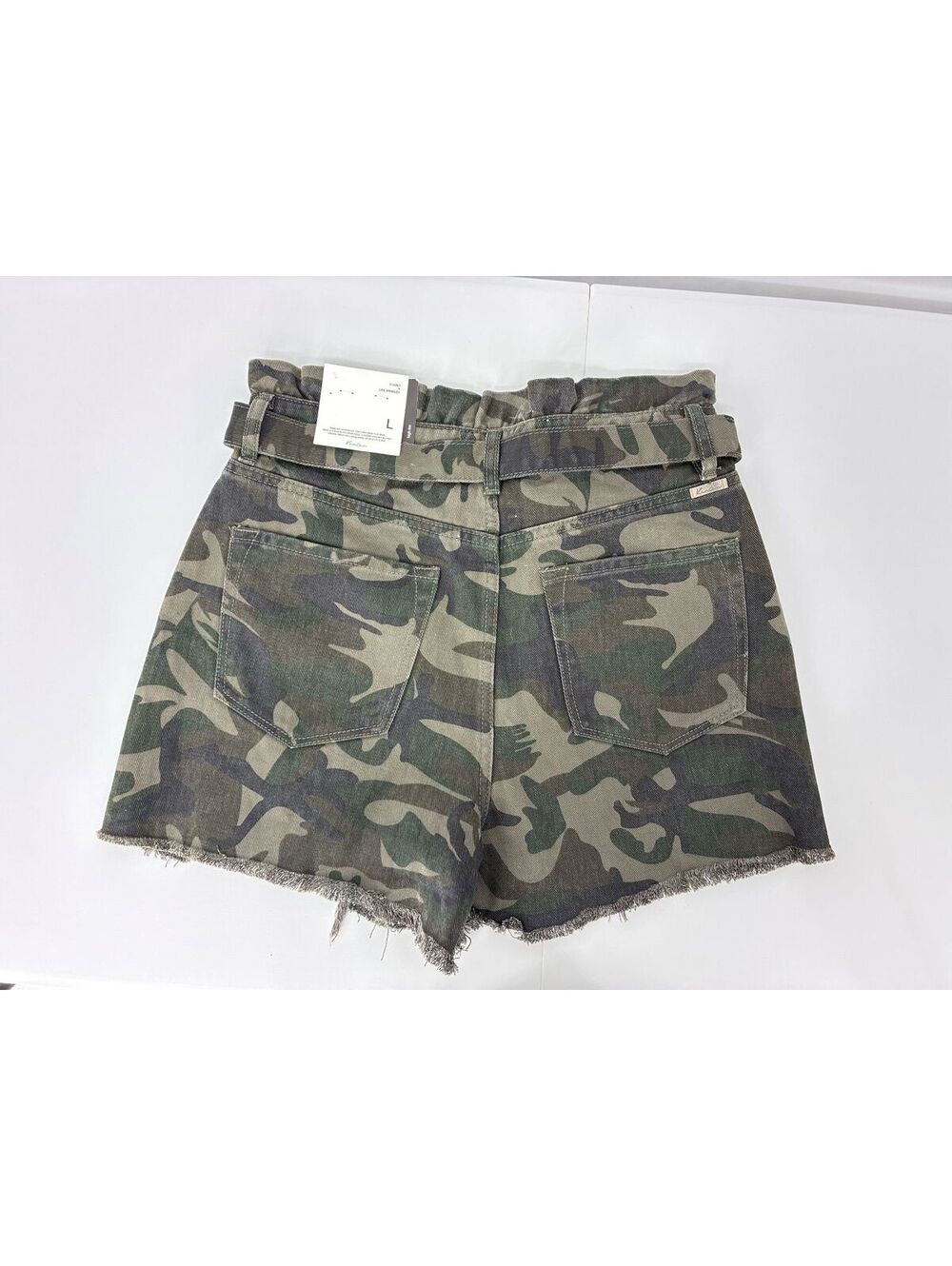 Kancan Camouflage Distressed Cotton Shorts with Belt Size L NWT - Picture 2 of 8